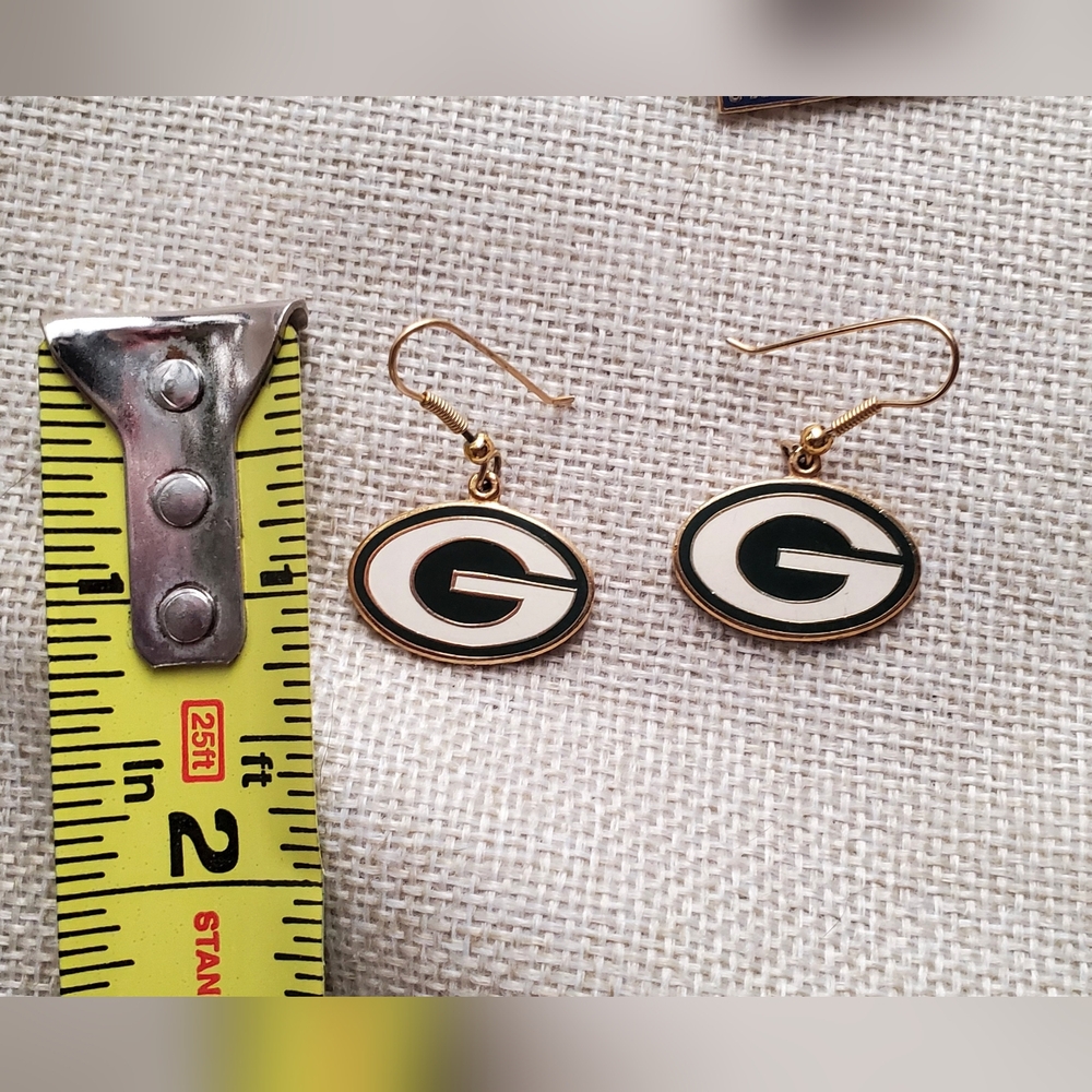 Green Bay Packers Logo Earrings - Picture 4 of 4